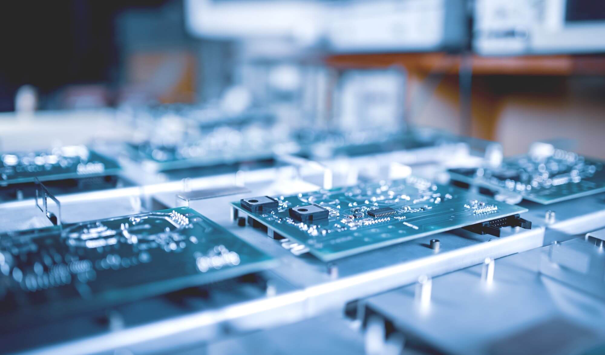 A production facility showing computer chips
